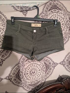 Hollister Olive Green Denim Short Shorts
